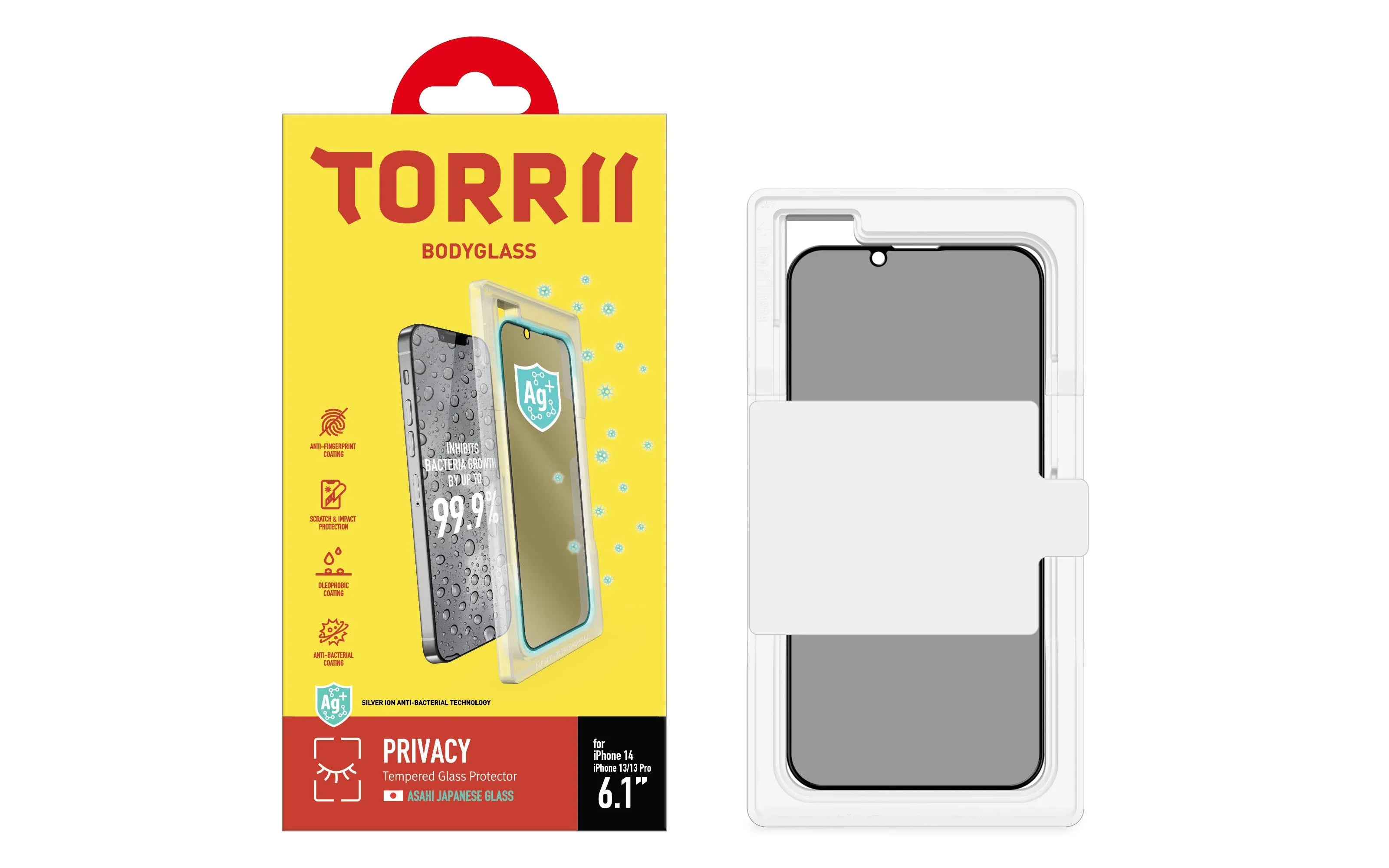 Torrii Bodyglass Screen Protector Anti-Bacterial Coating For iPhone 14 - Full Privacy - Tashqila Torrii Bodyglass Screen Protector Anti-Bacterial Coating For iPhone 14 - Full Privacy - Tashqila